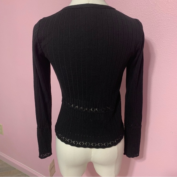 VTG Y2K Wrapper Black Cardigan Sweater Top S - Picture 3 of 10